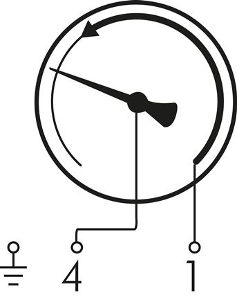 Schematic symbol: Single contact no. 1: The contact closes when the setpoint value is exceeded